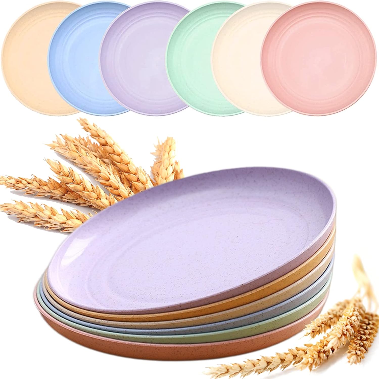 6-Piece Set of 10-Inch Wheat Straw Plates