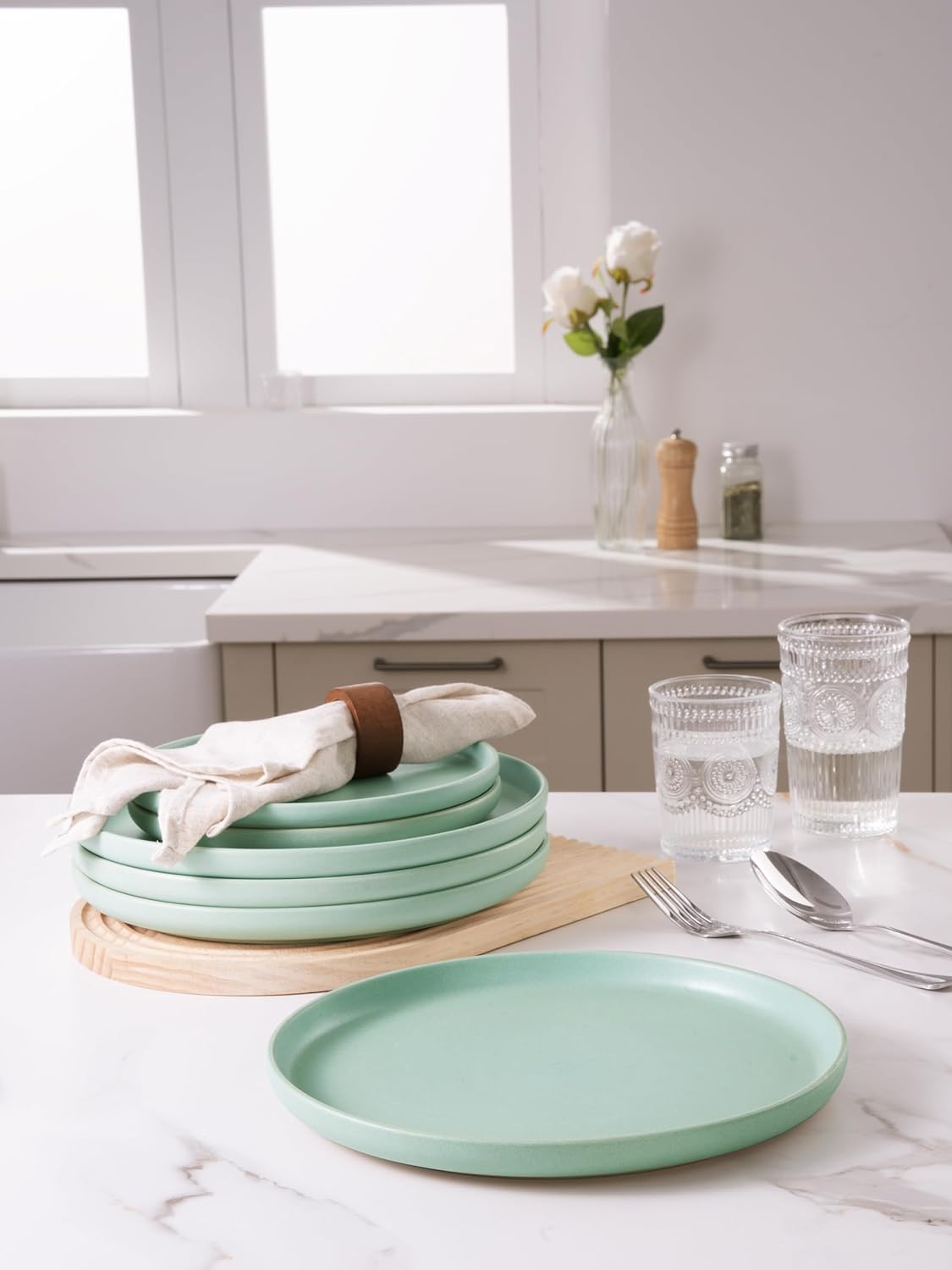 Famiware Milkyway Dinner Plates 1024-inch Set for 6 Stoneware Reactive Glaze
