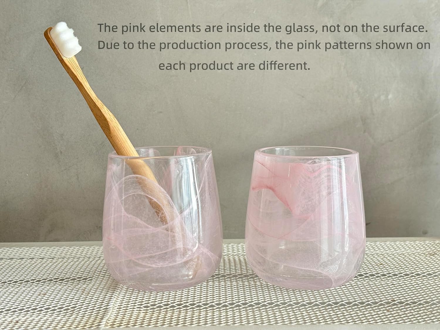 Premium Pink Glass Tumbler Decorative Toothbrush Cup