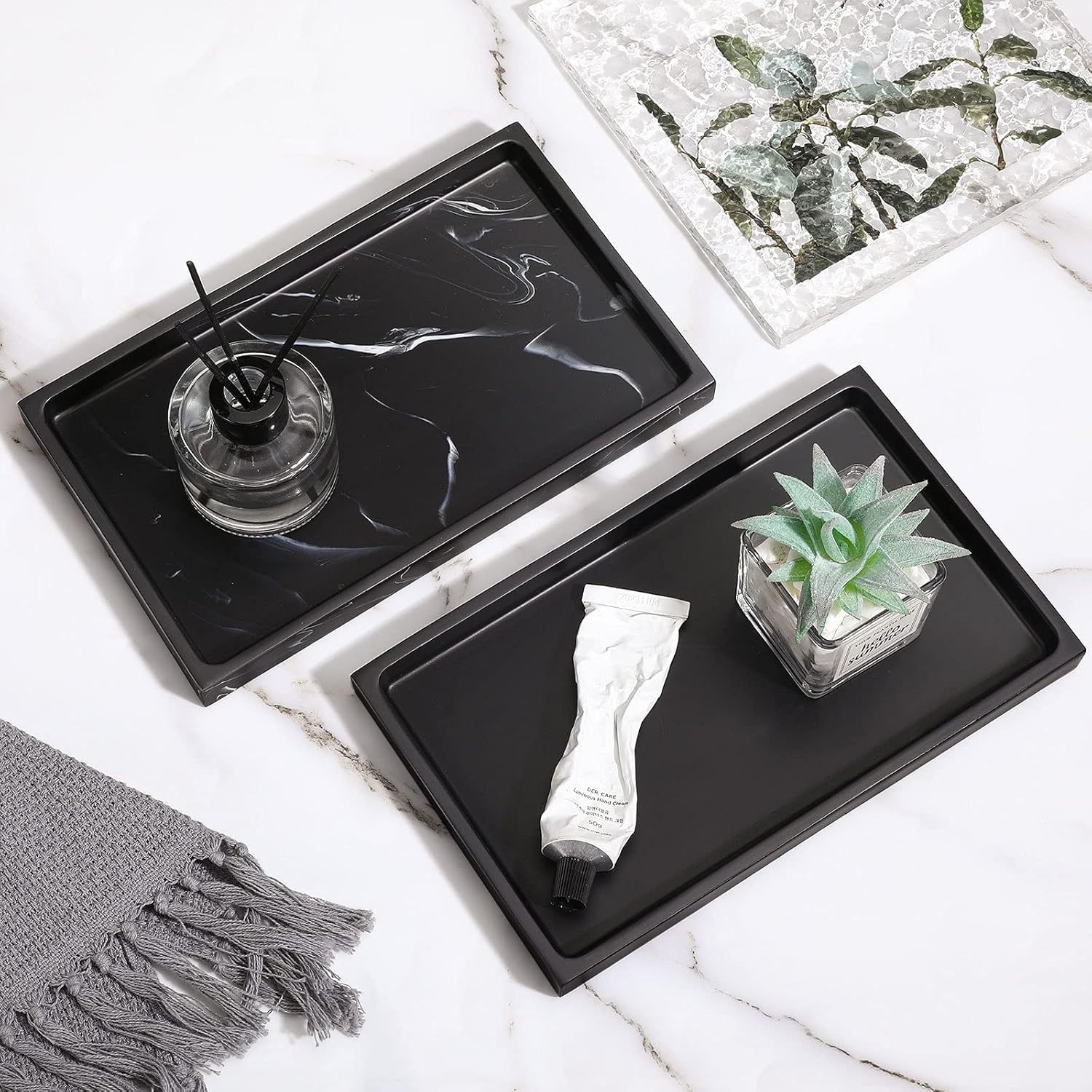 Luxspire Multi-Purpose Bathroom Vanity Tray in Matte Black