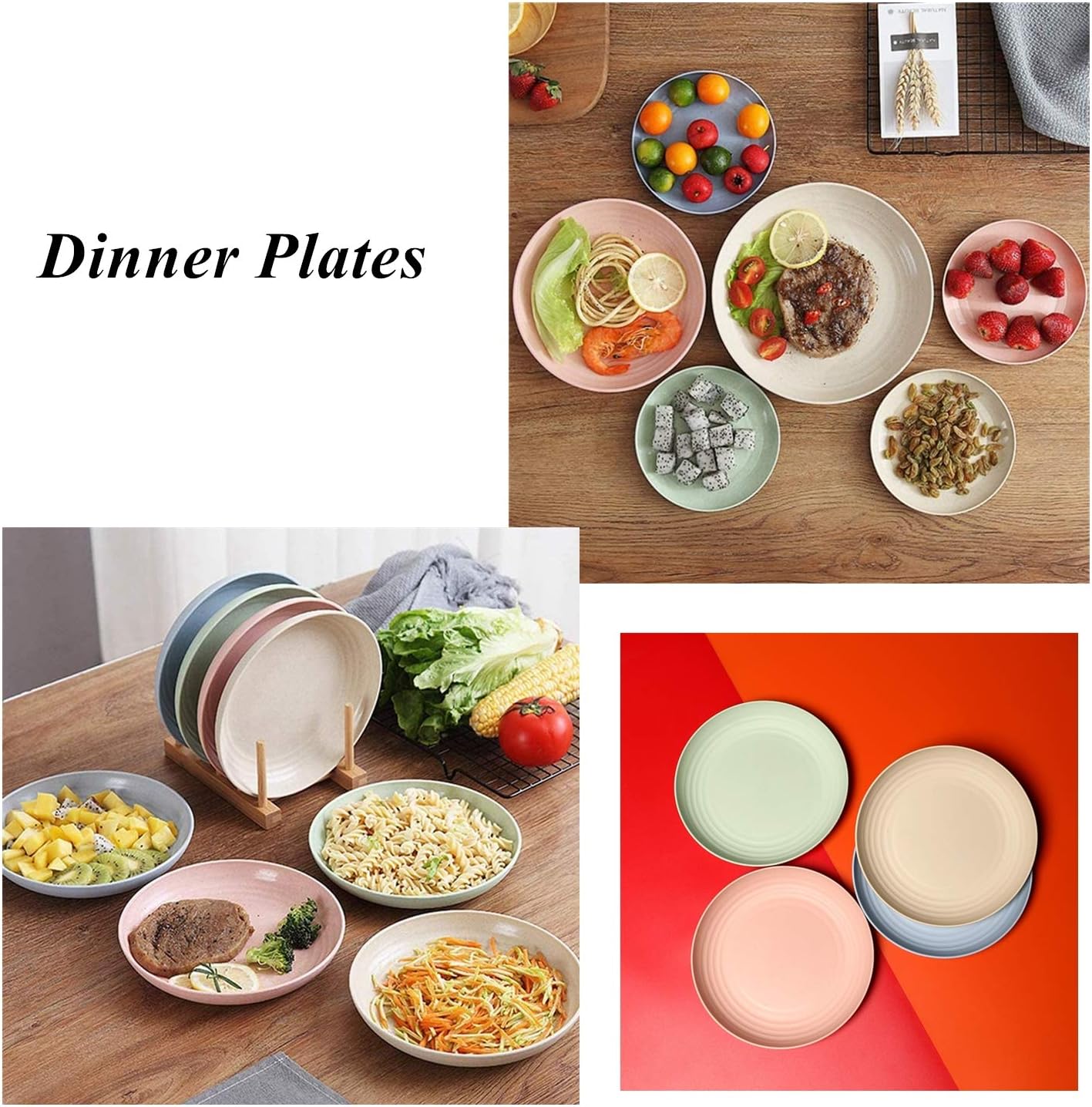 WANBY Lightweight Wheat Straw Dinner Plates Set