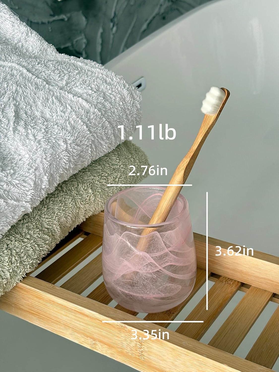 Premium Pink Glass Tumbler Decorative Toothbrush Cup