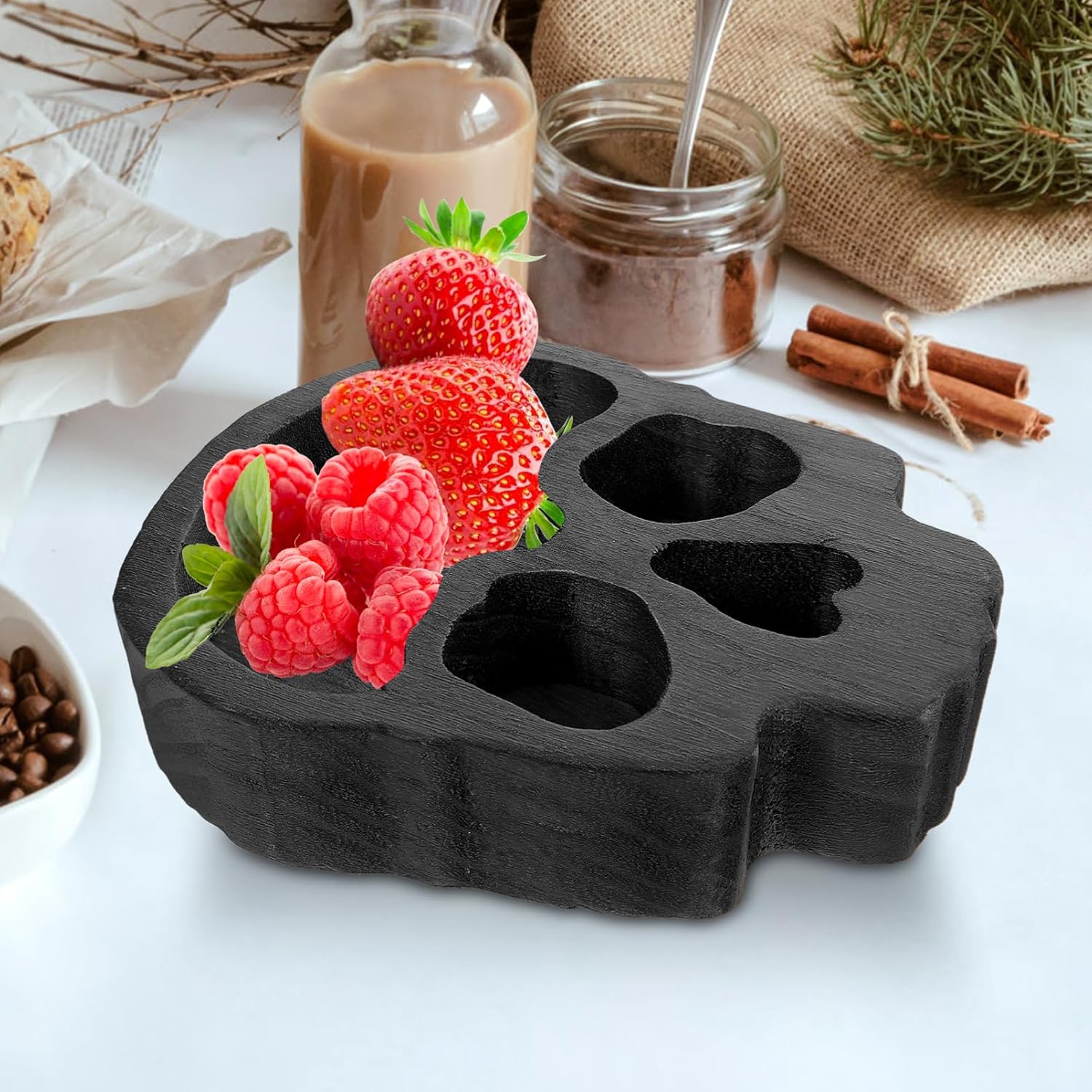 Alipis Halloween Wooden Skull Bowl Charcuterie Board