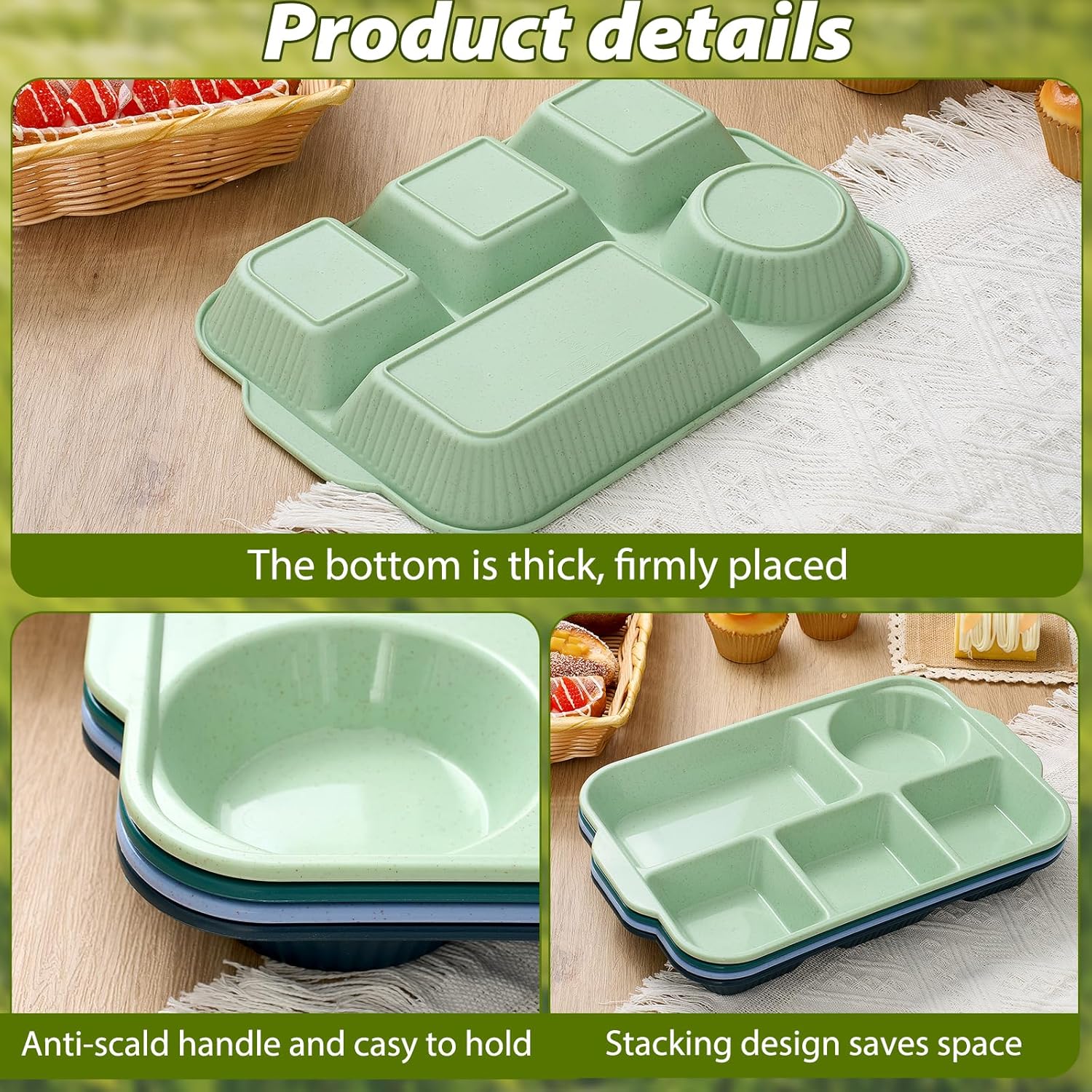 Pinkunn Retro 8-Piece 13 Divided Plates