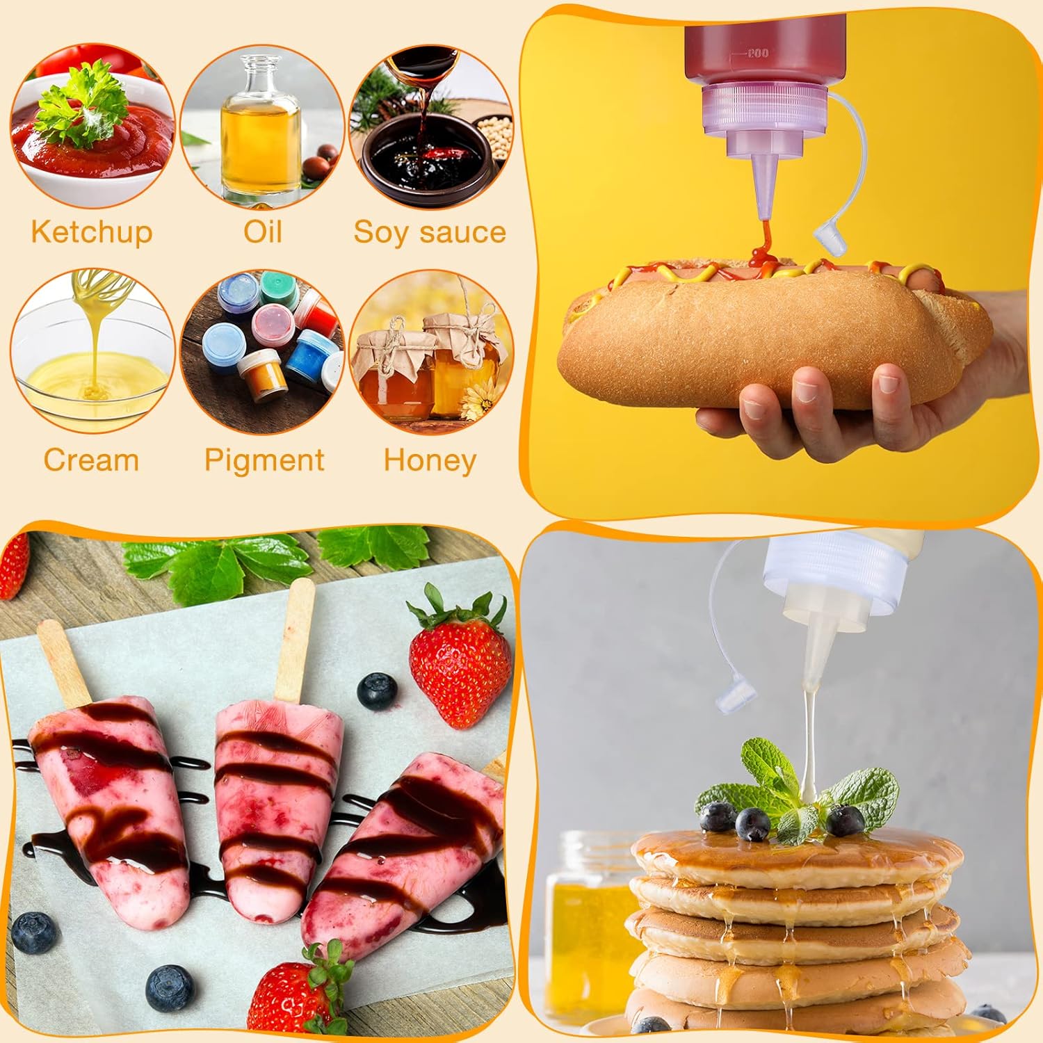 Premium 16 oz Plastic Squeeze Bottles for Condiments Ketchup and More