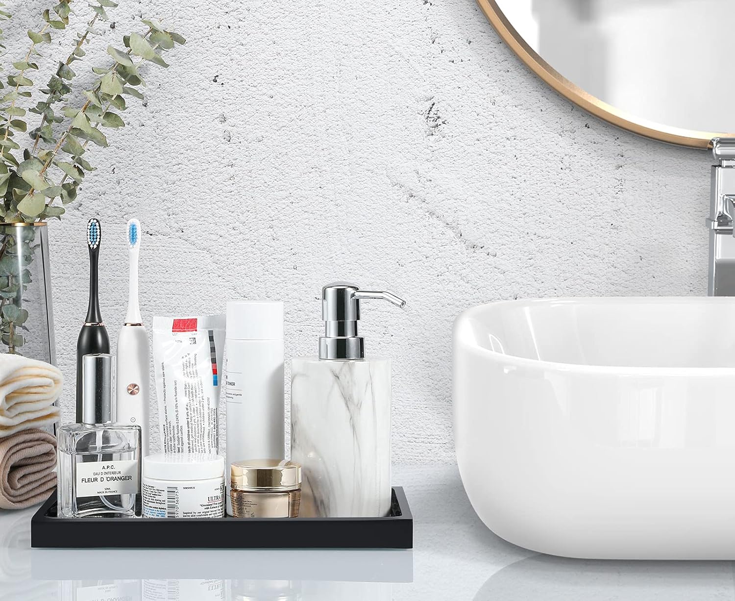 Luxspire Multi-Purpose Bathroom Vanity Tray in Matte Black