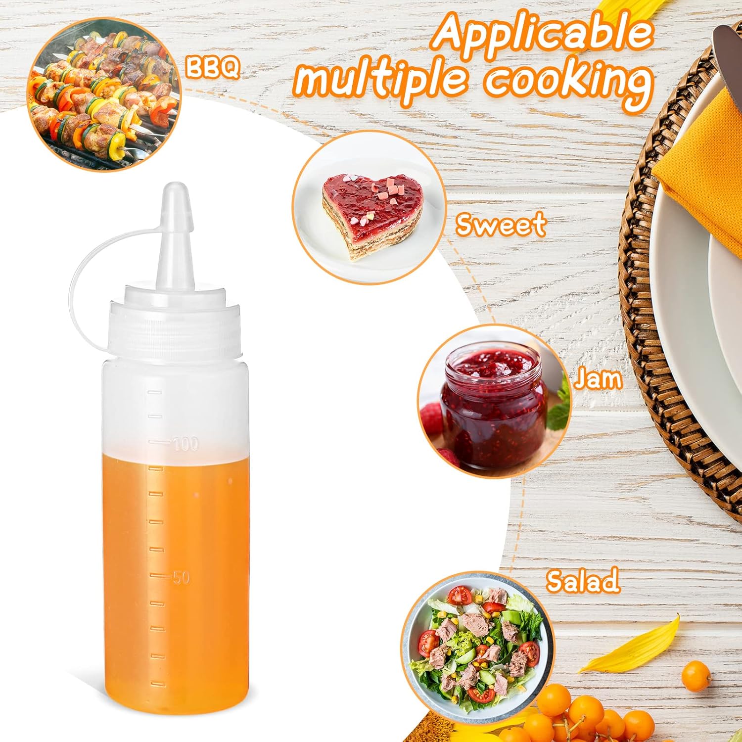 Perfect for Cooking 60pcs 4oz Squeeze Bottles Set