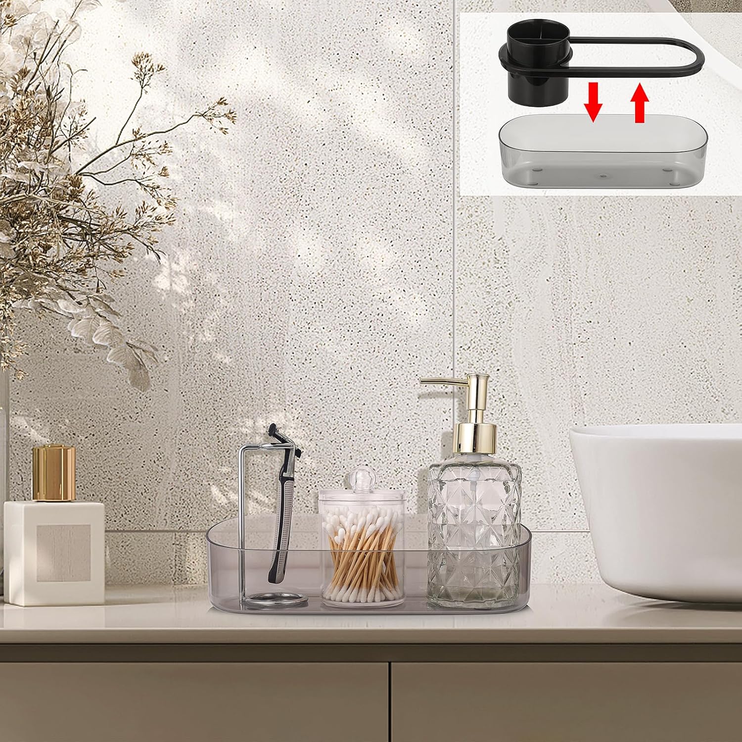 Space-Saving Black Toothbrush Holder for Bathrooms