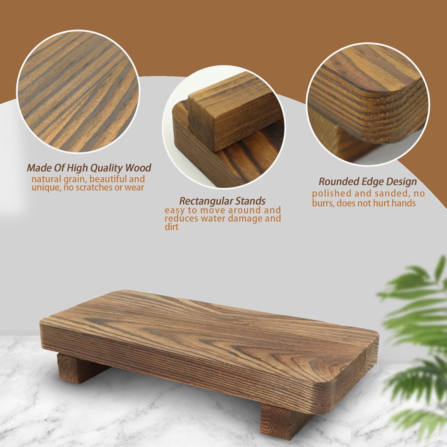 YITOBA Brown Wooden Bathroom Counter Tray