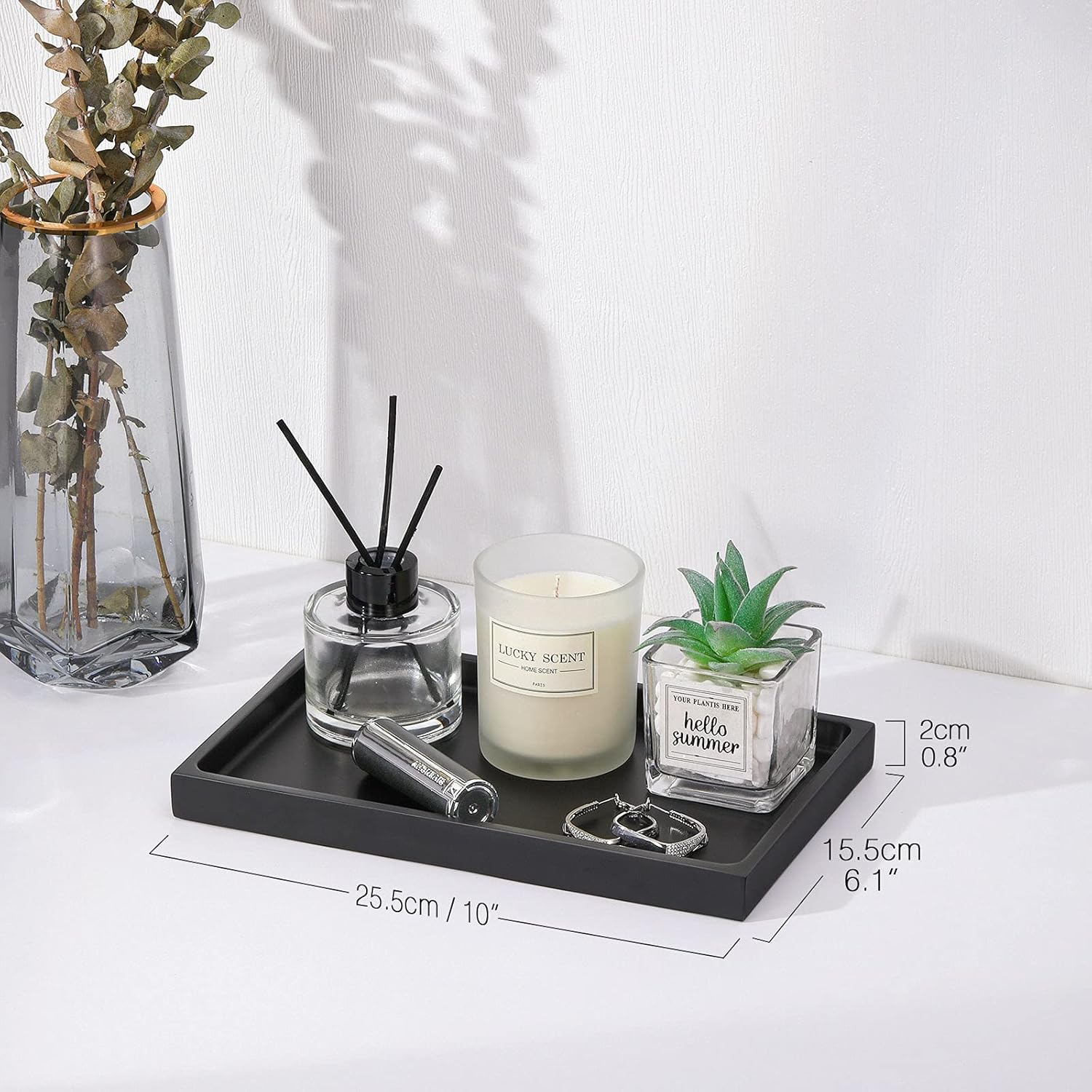 Luxspire Multi-Purpose Bathroom Vanity Tray in Matte Black
