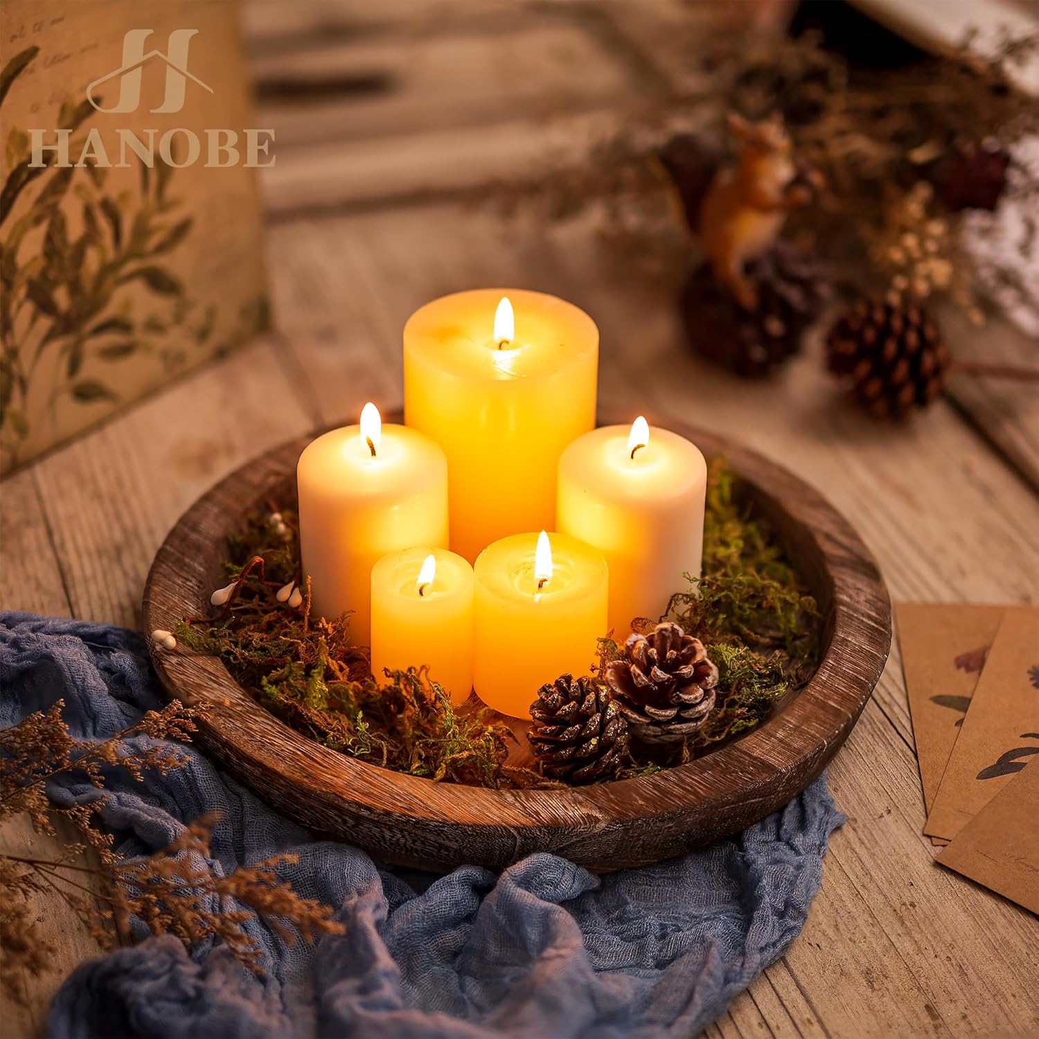 Hanobe Rustic Wooden Serving Tray Perfect for Gatherings