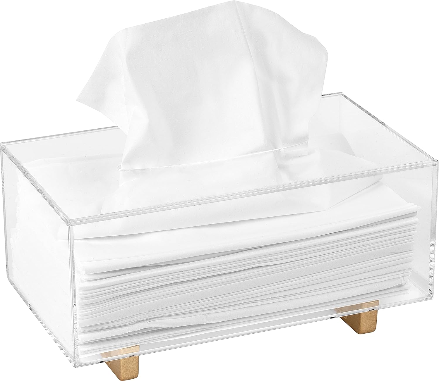 YoBa Thick Acrylic Tissue Box Holder with Gold Plated Legs