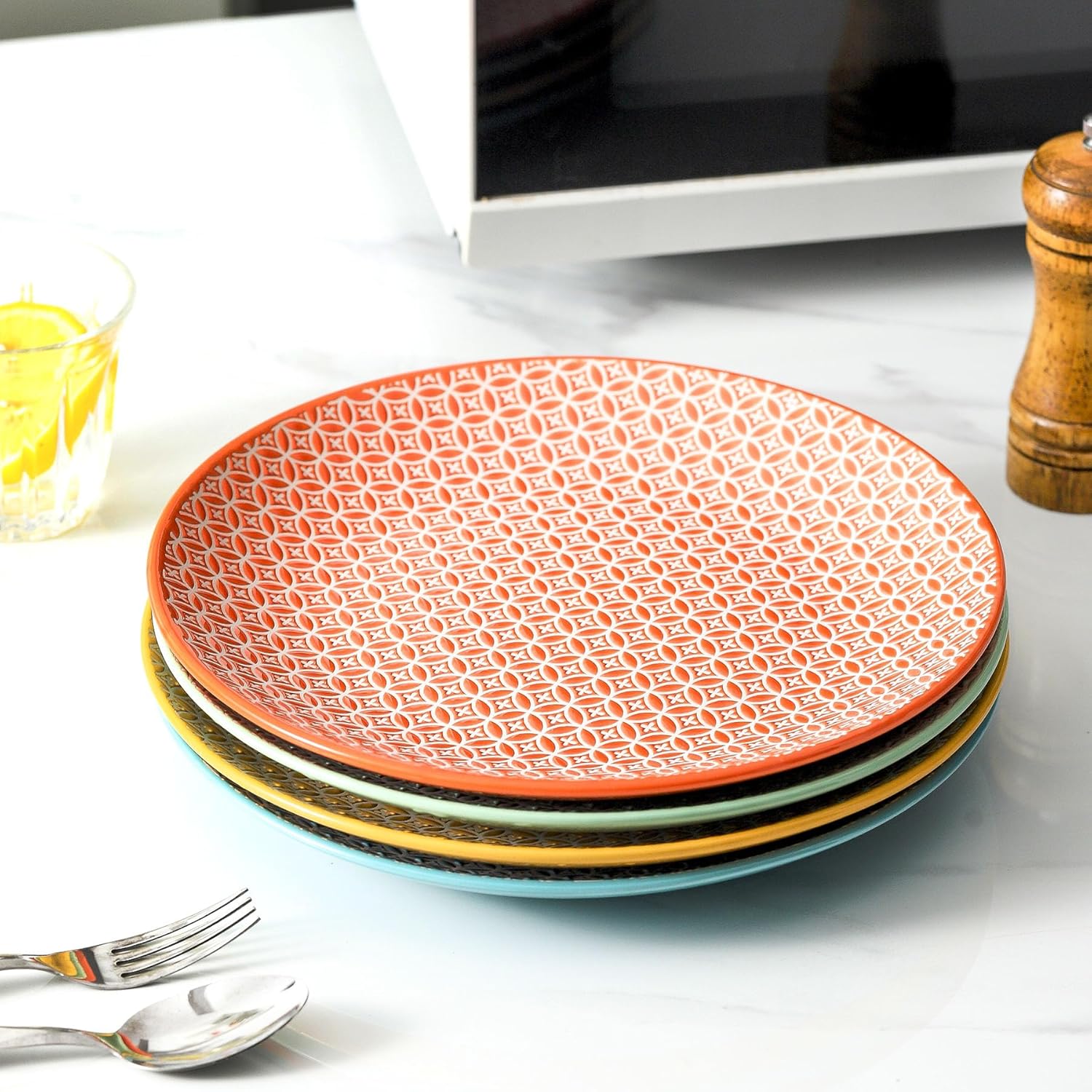 YELLOYA 105in Large Dinner Plates Set of 4