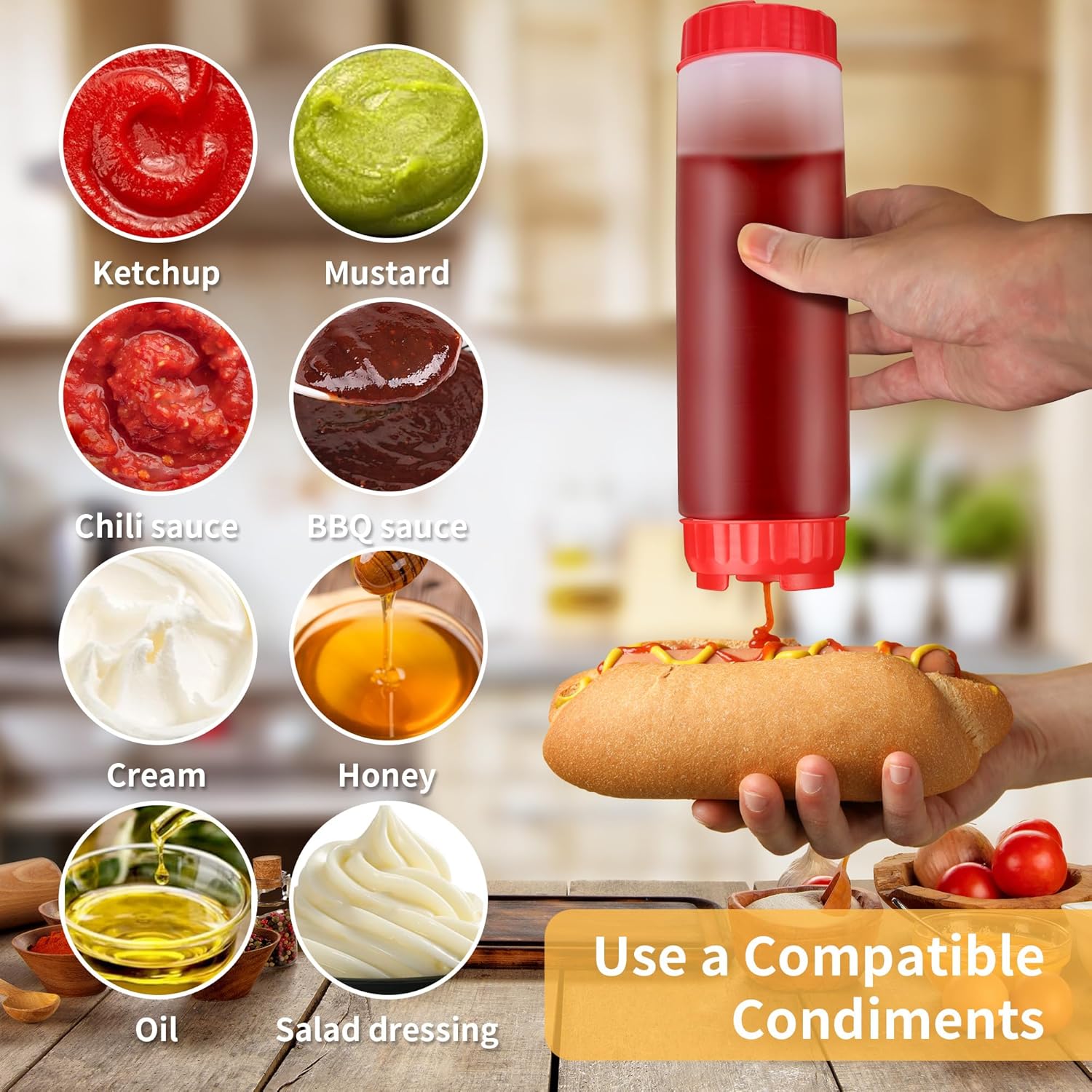 3PCS Squeeze Condiment Bottles