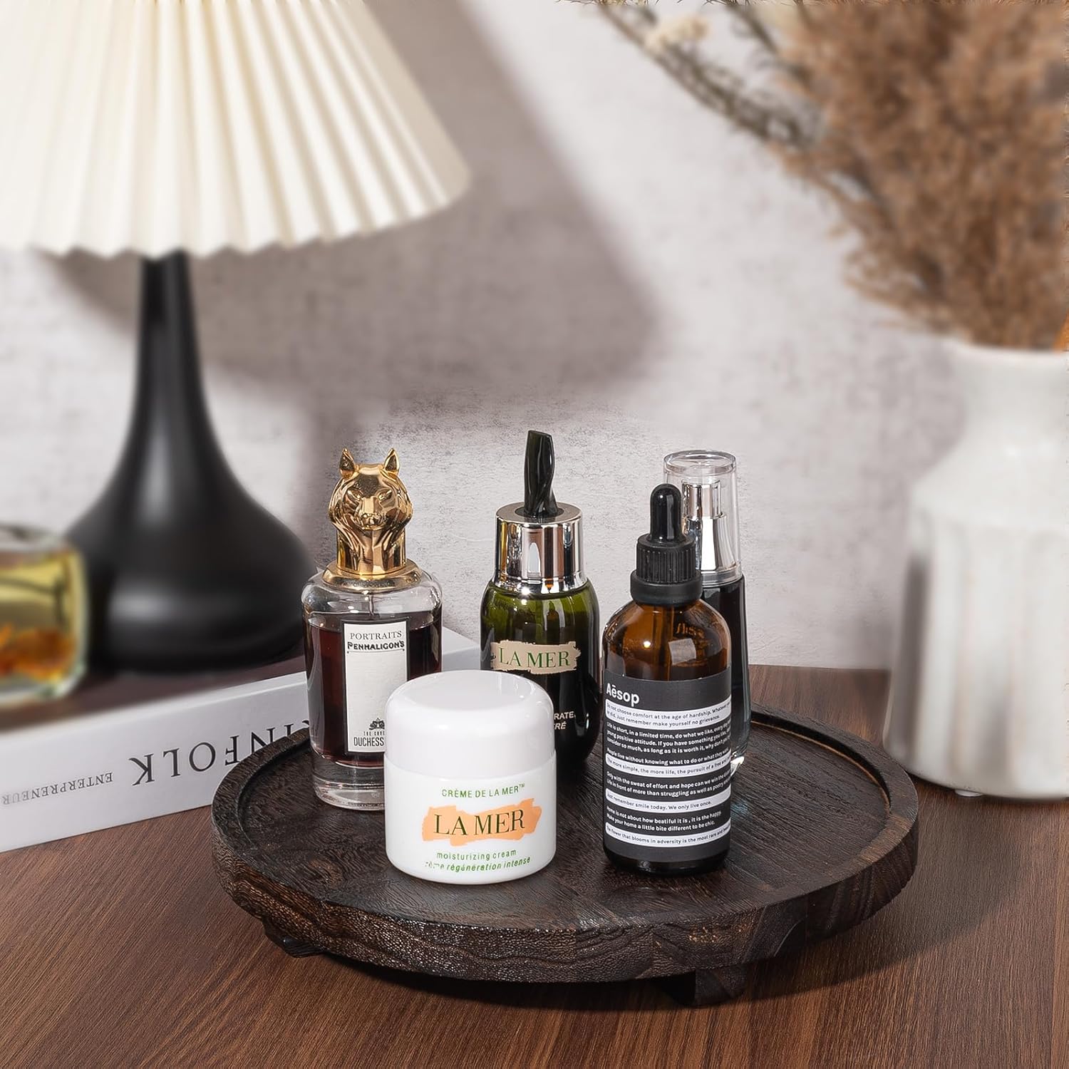 Round Wood Bathroom Organizer