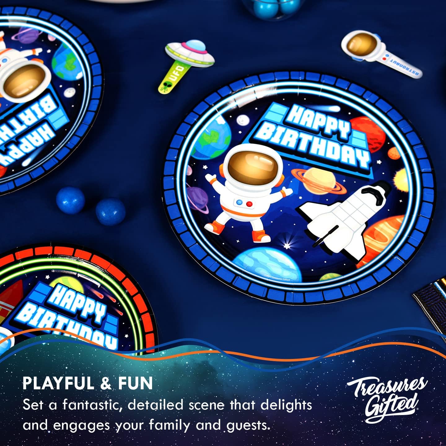 Outer Space Plates Set - Astronaut Party Decorations