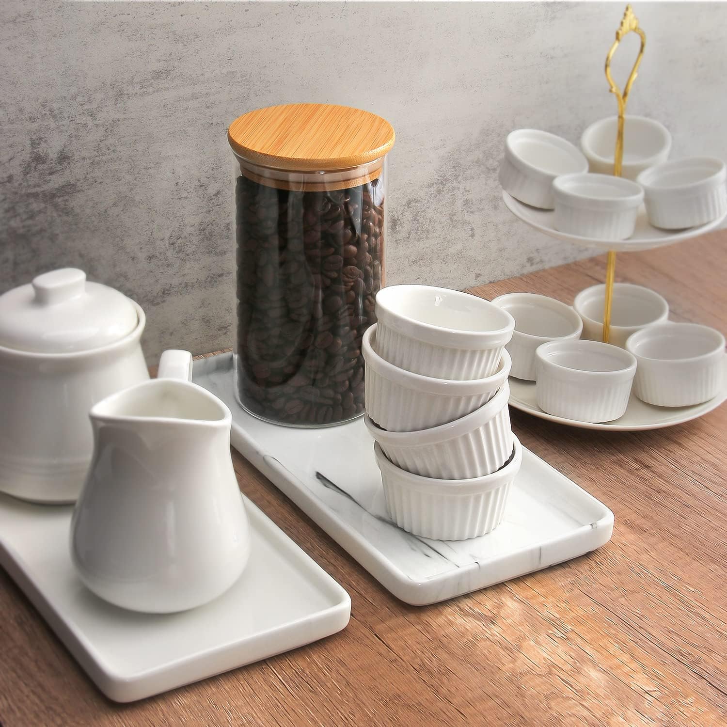 10 Ceramic White Marble Tray for Bathroom Kitchen Home