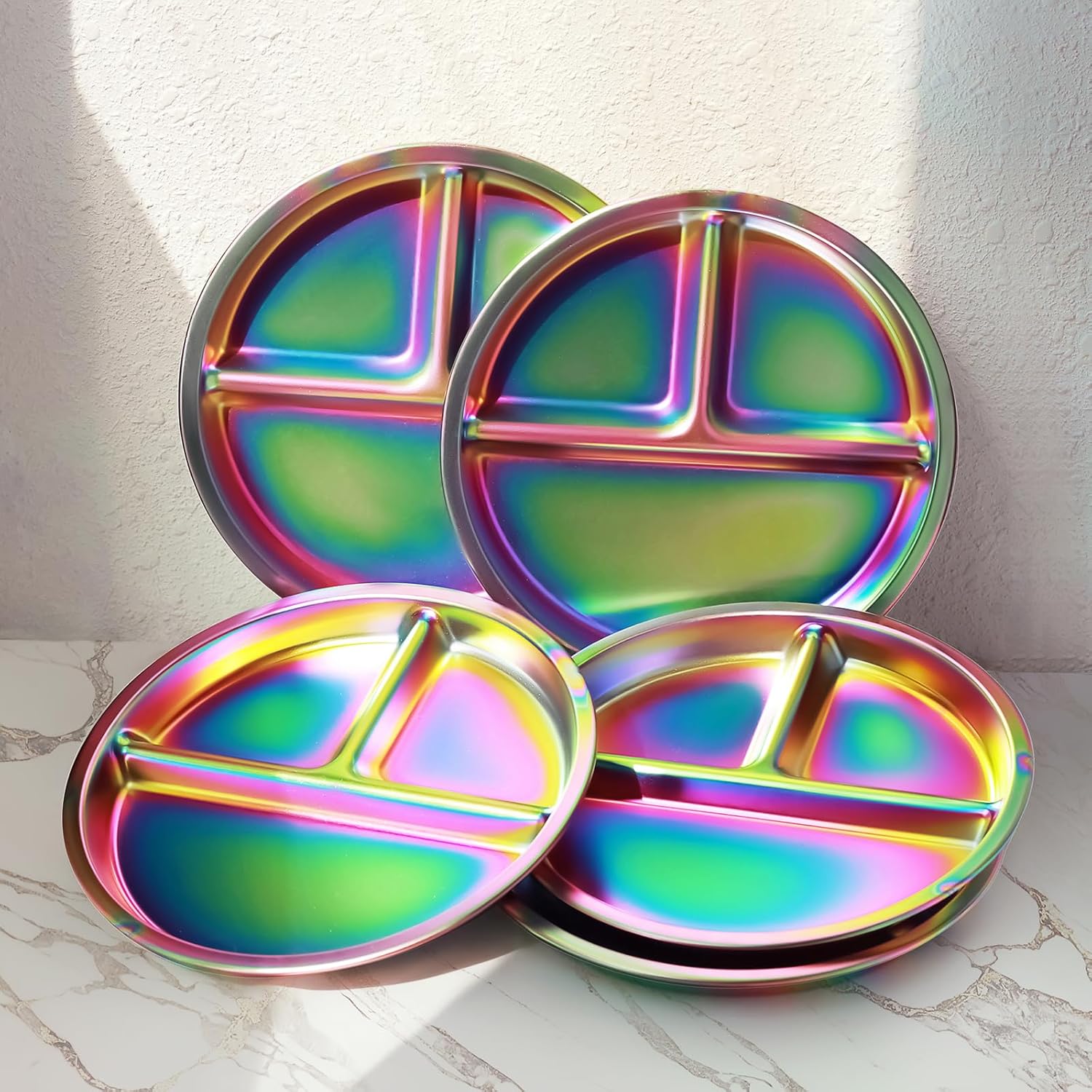 5-Piece Child-Proof Stainless Steel Plates