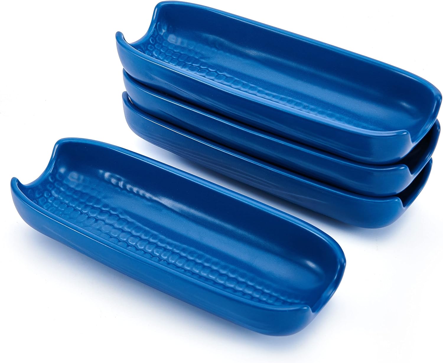 Pfaltzgraff Callie Stoneware Corn Dishes Set of 4 Blue Handles
