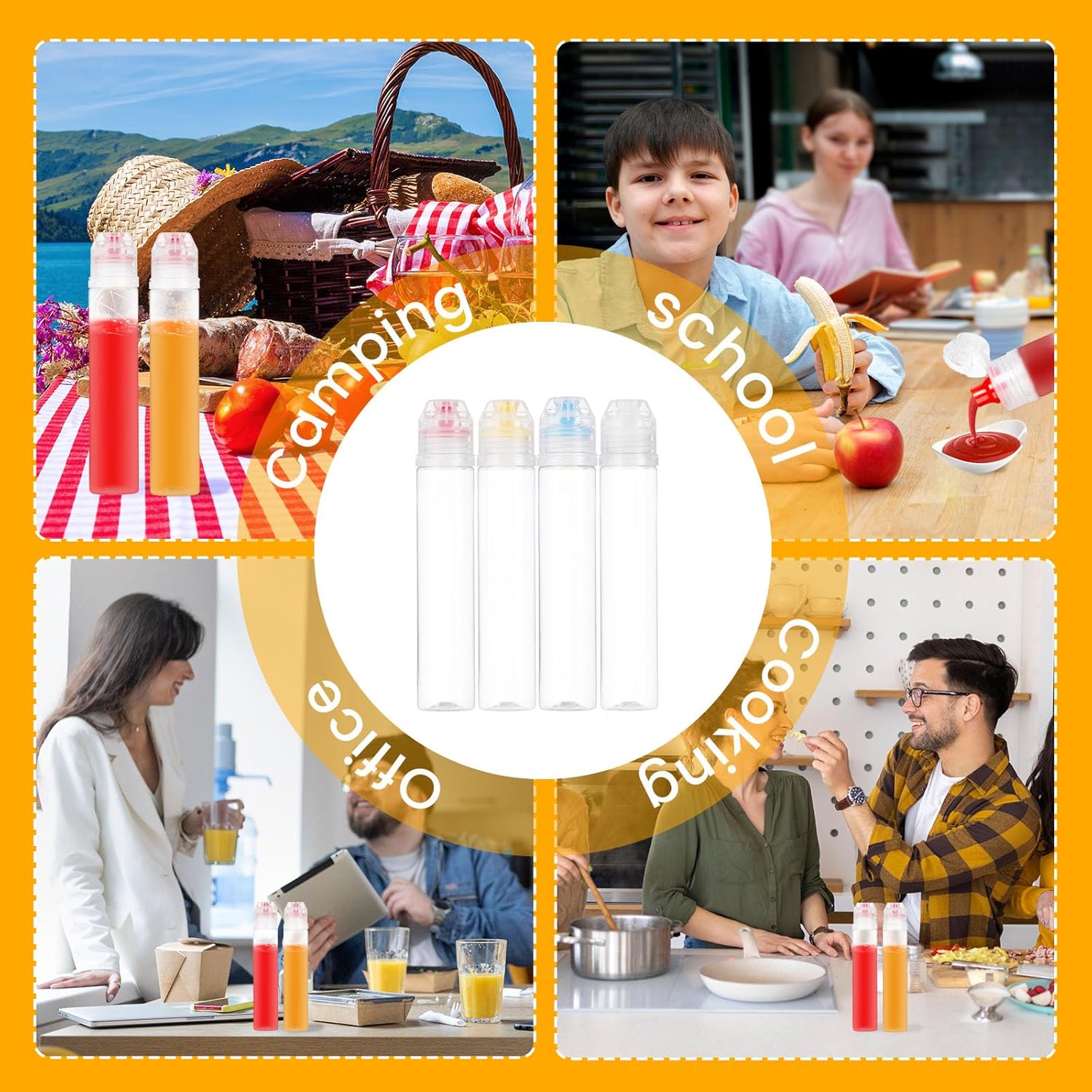 Raynag 8-Piece Honey Squeeze Bottle Set Reusable