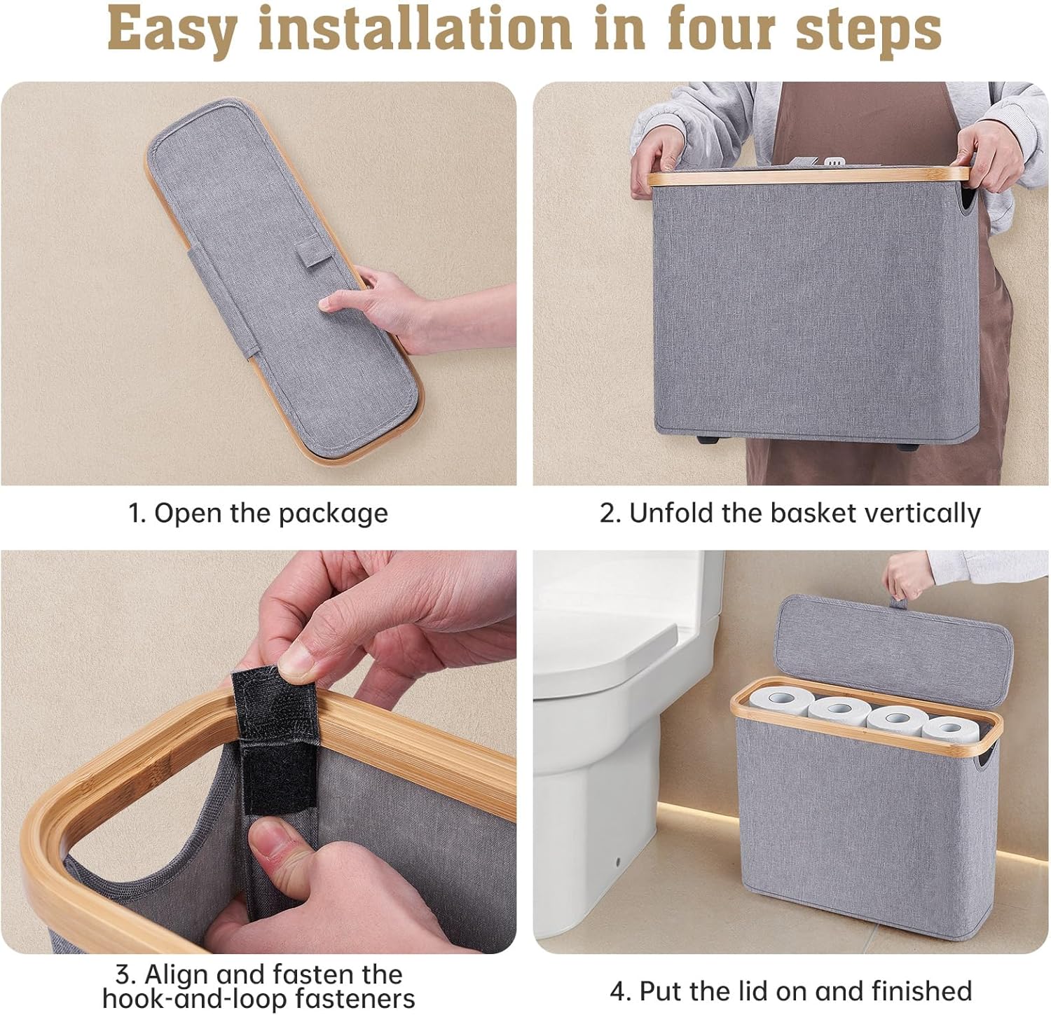 Large Capacity Bamboo Toilet Paper Storage Basket - 12 Rolls Durable Space-Saving
