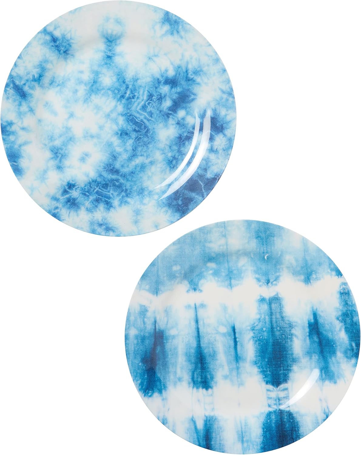 CR Gibson Americana Tie Dye Reusable Set 9 Dinner Plates Blue