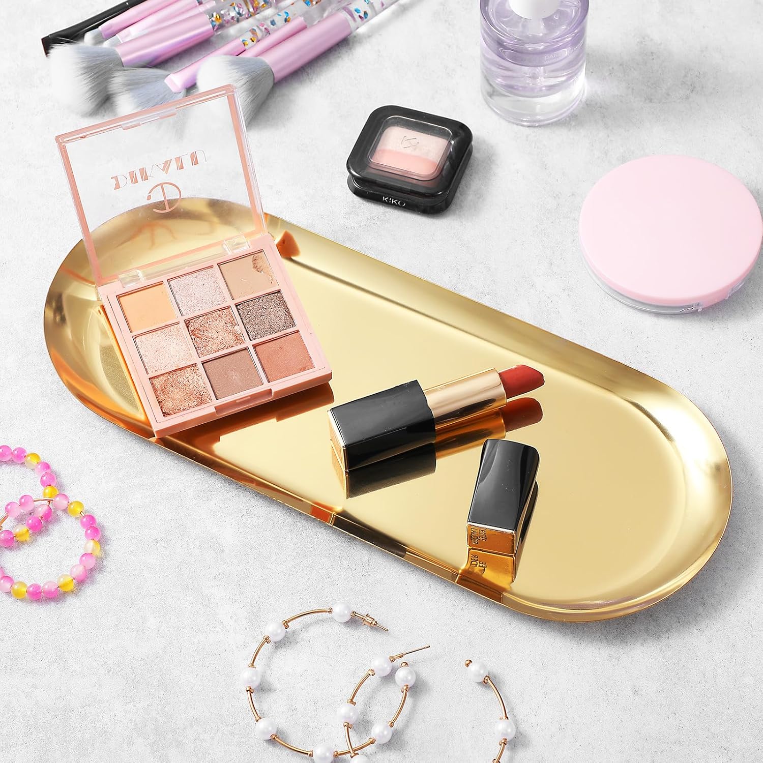 Bath Kitchen Essentials 4-Piece Gold Vanity Tray Set