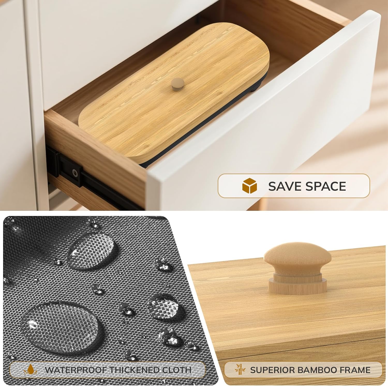 Compact Bamboo Toilet Paper Holder