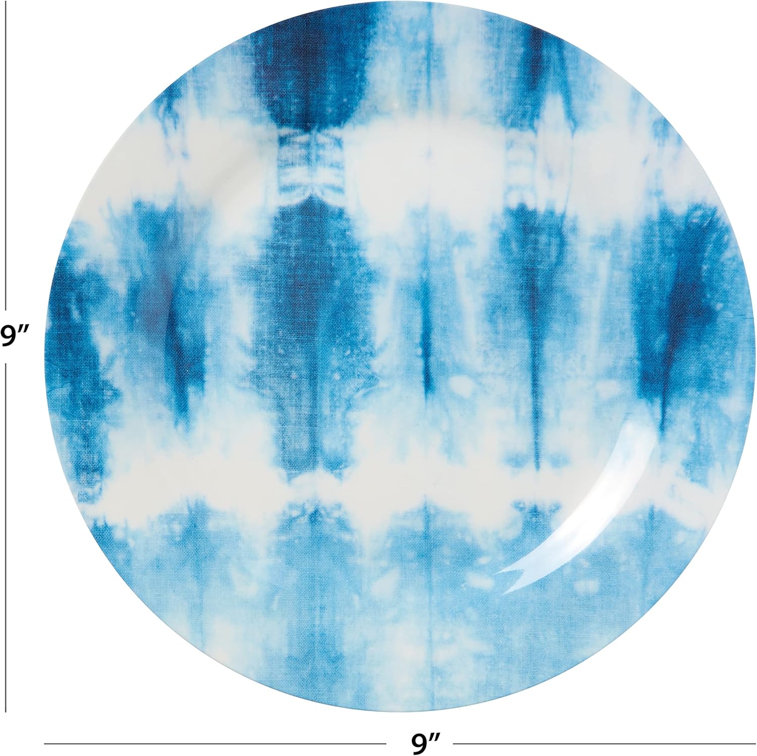 CR Gibson Americana Tie Dye Reusable Set 9 Dinner Plates Blue