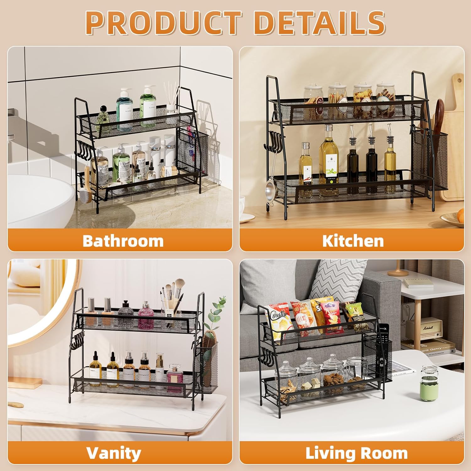 VITVITI 2-Tier Black Bathroom Organizer