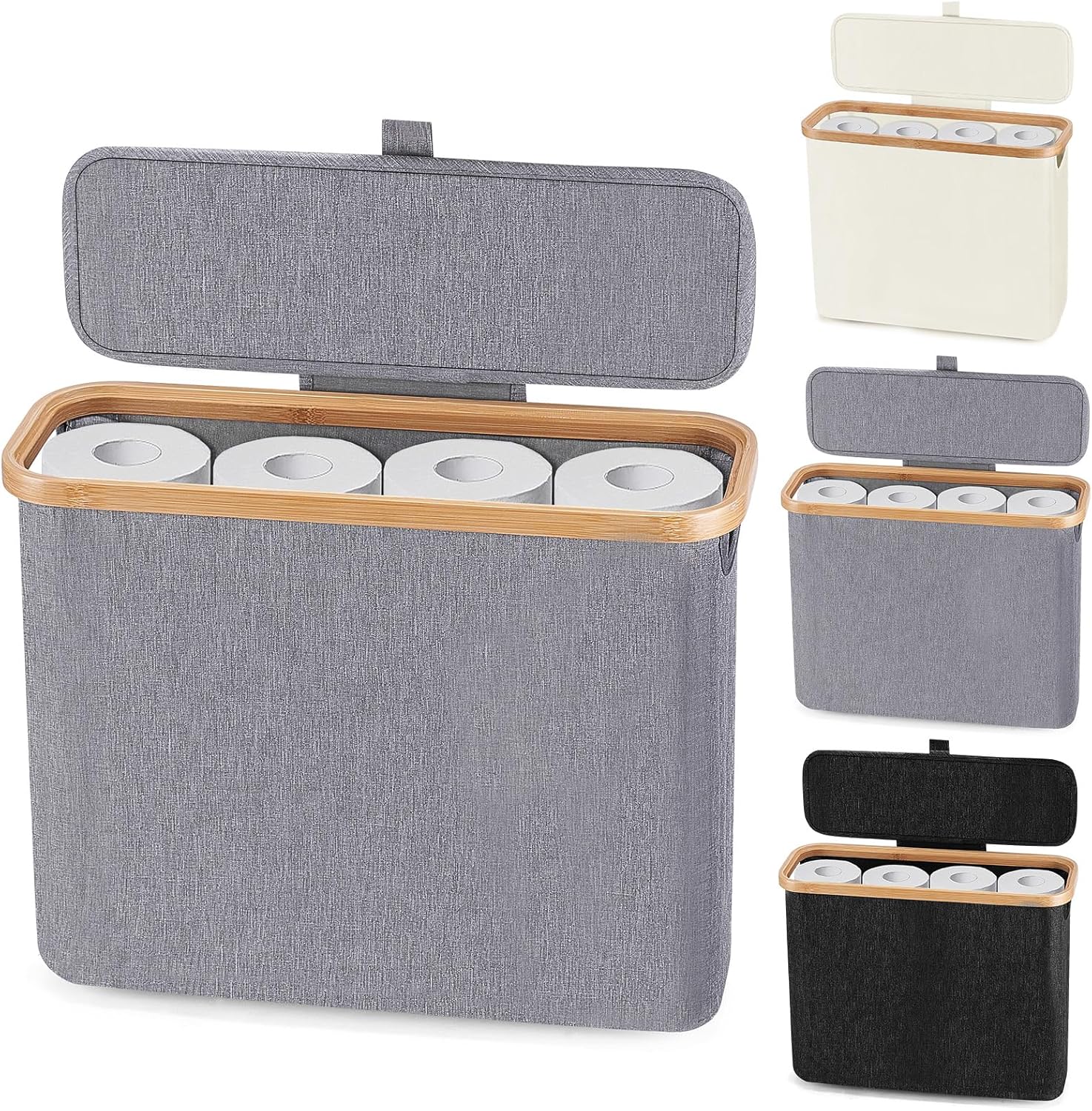 Large Capacity Bamboo Toilet Paper Storage Basket - 12 Rolls Durable Space-Saving