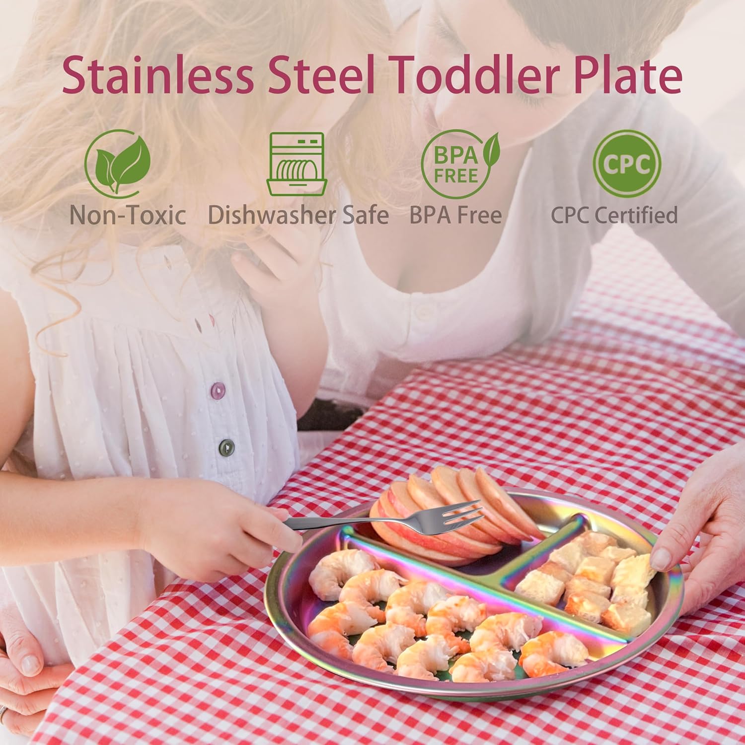 5-Piece Child-Proof Stainless Steel Plates