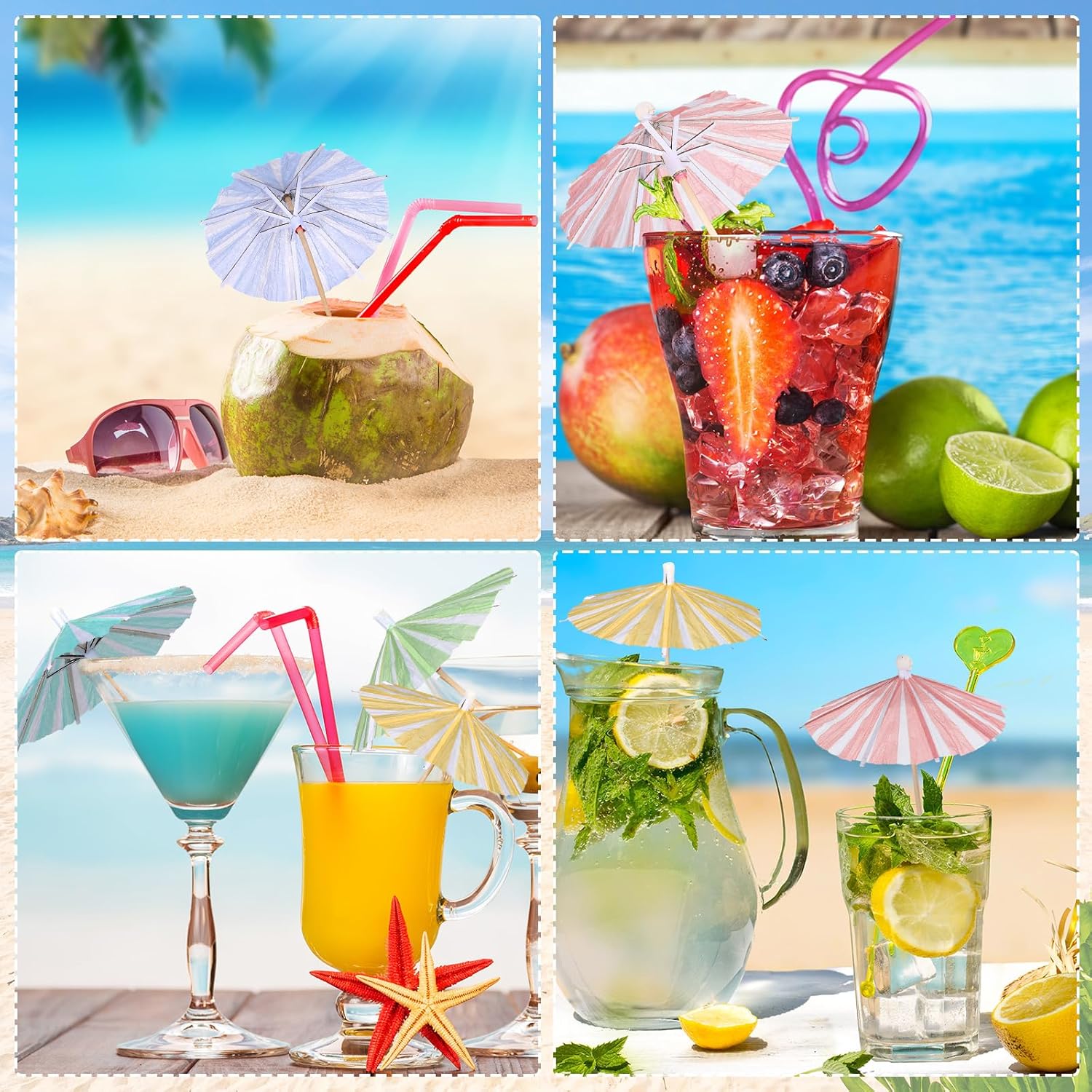 Cocktail Picks for Drinks 150 Pieces tropical umbrella pick set