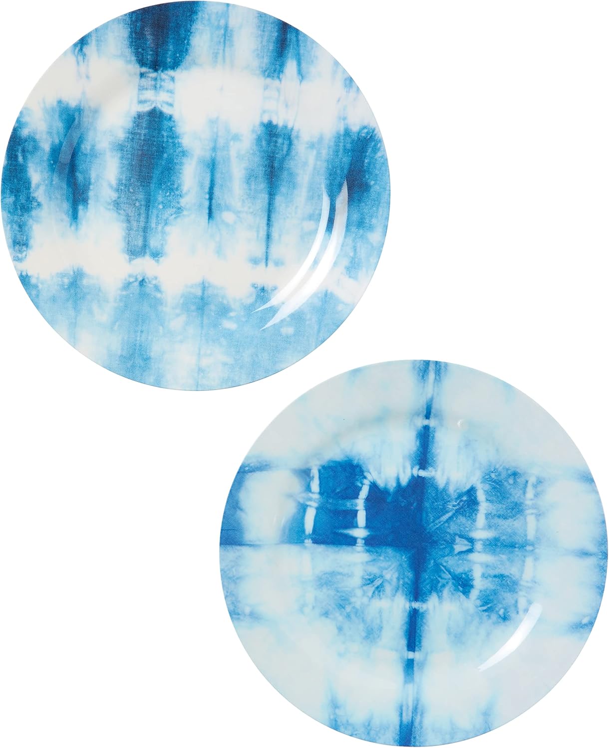 CR Gibson Americana Tie Dye Reusable Set 9 Dinner Plates Blue
