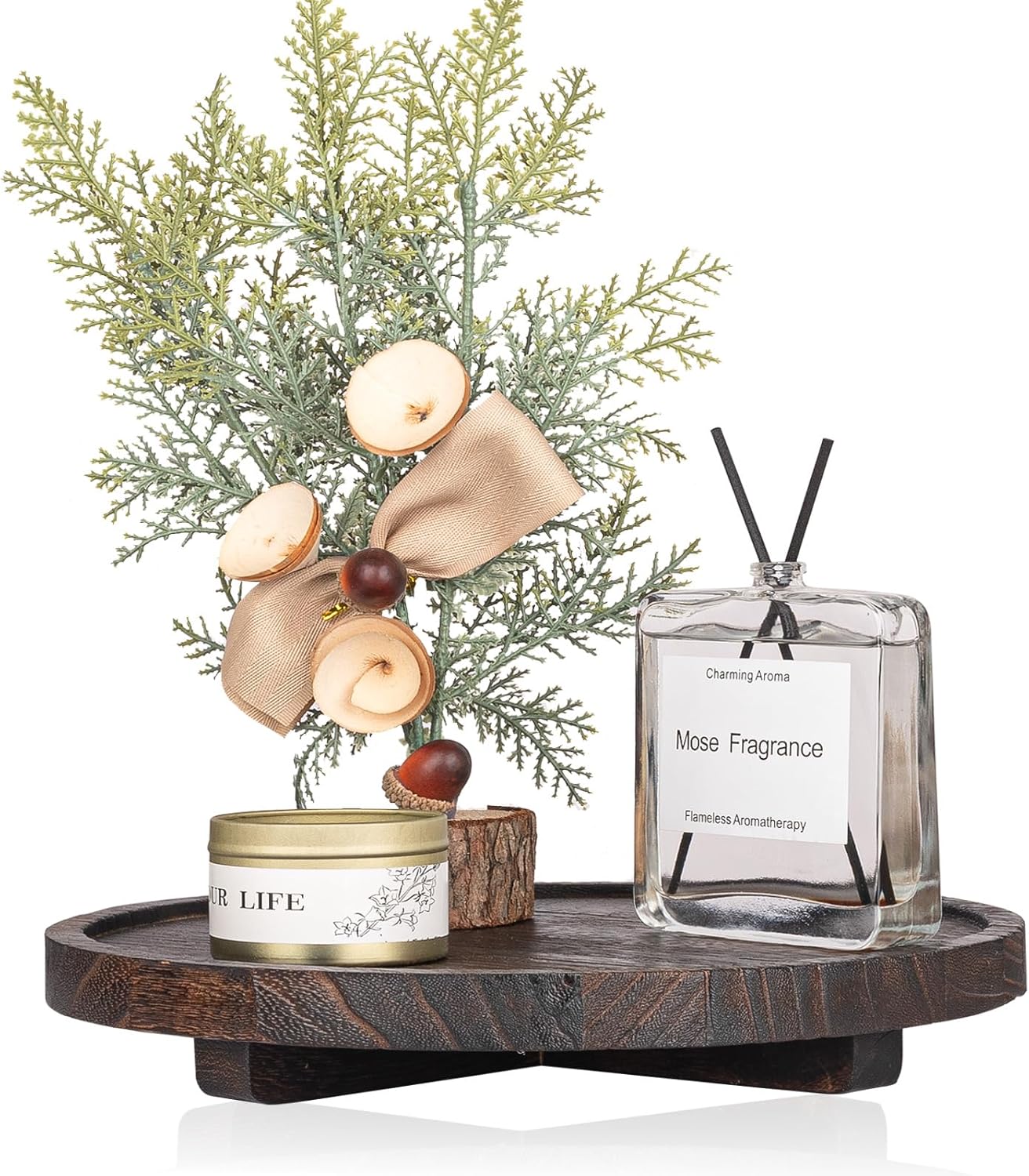 Round Wood Bathroom Organizer