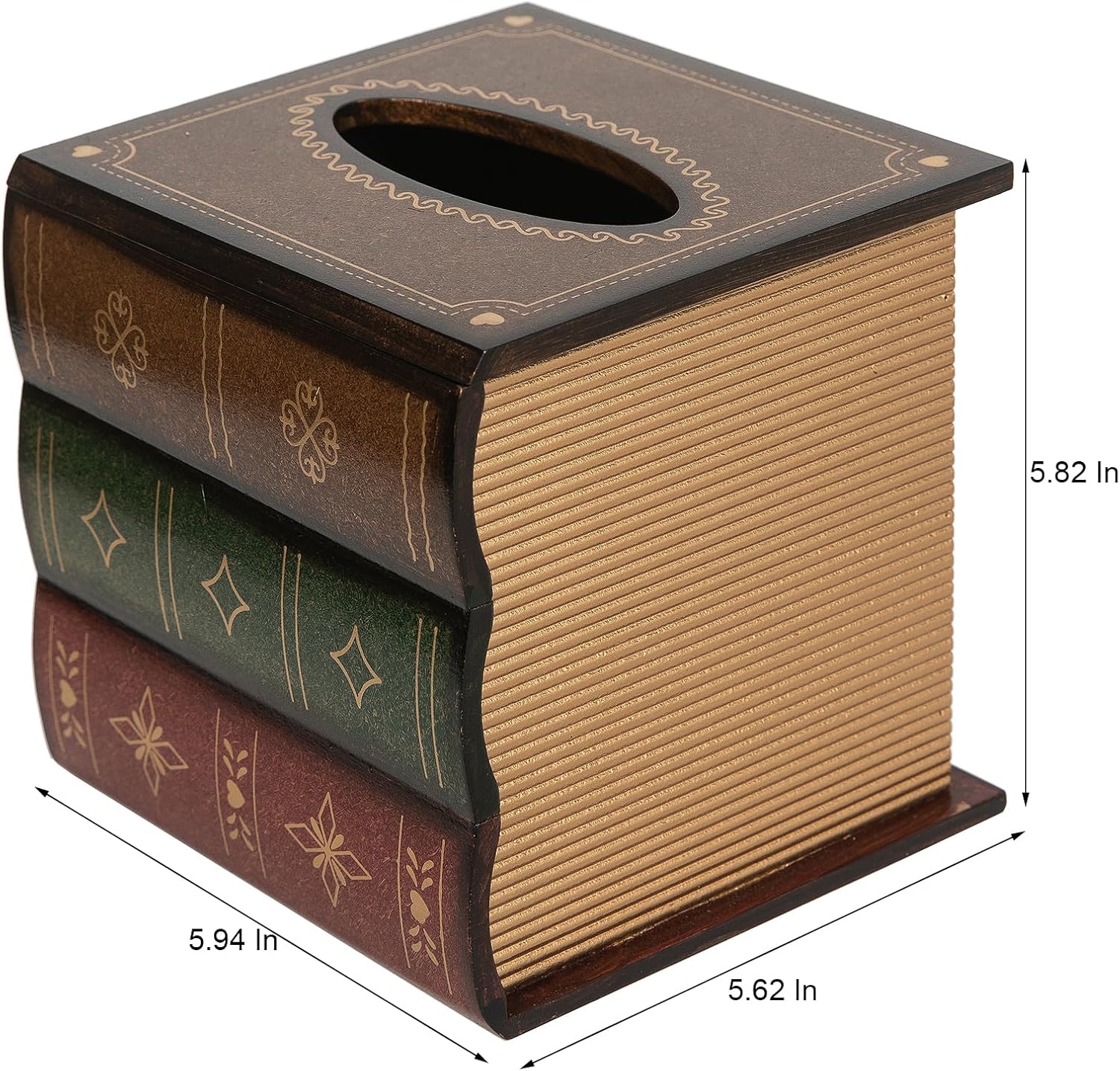 Premium Retro Wooden Antiques Book Tissue Box Cover for Home Kitchen