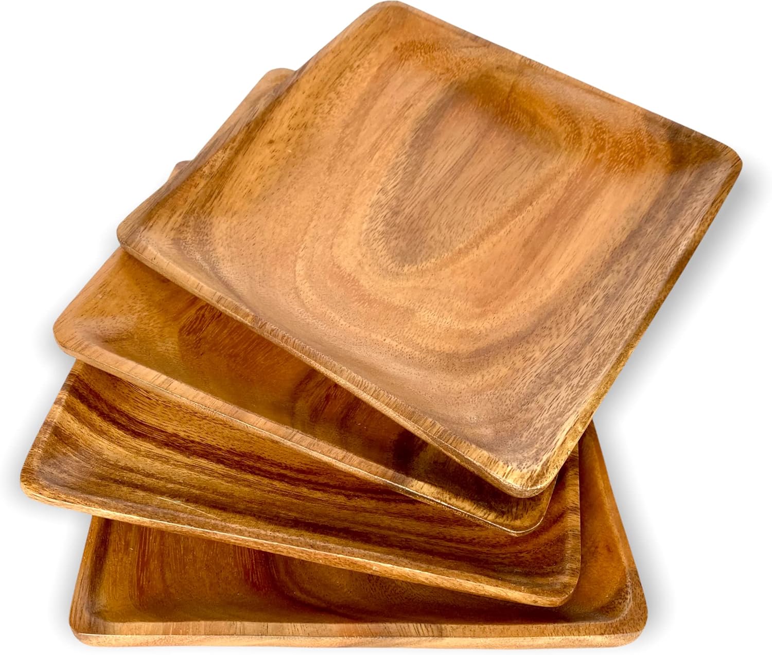 Wrightmart Acacia Wood Dinner Plates Set