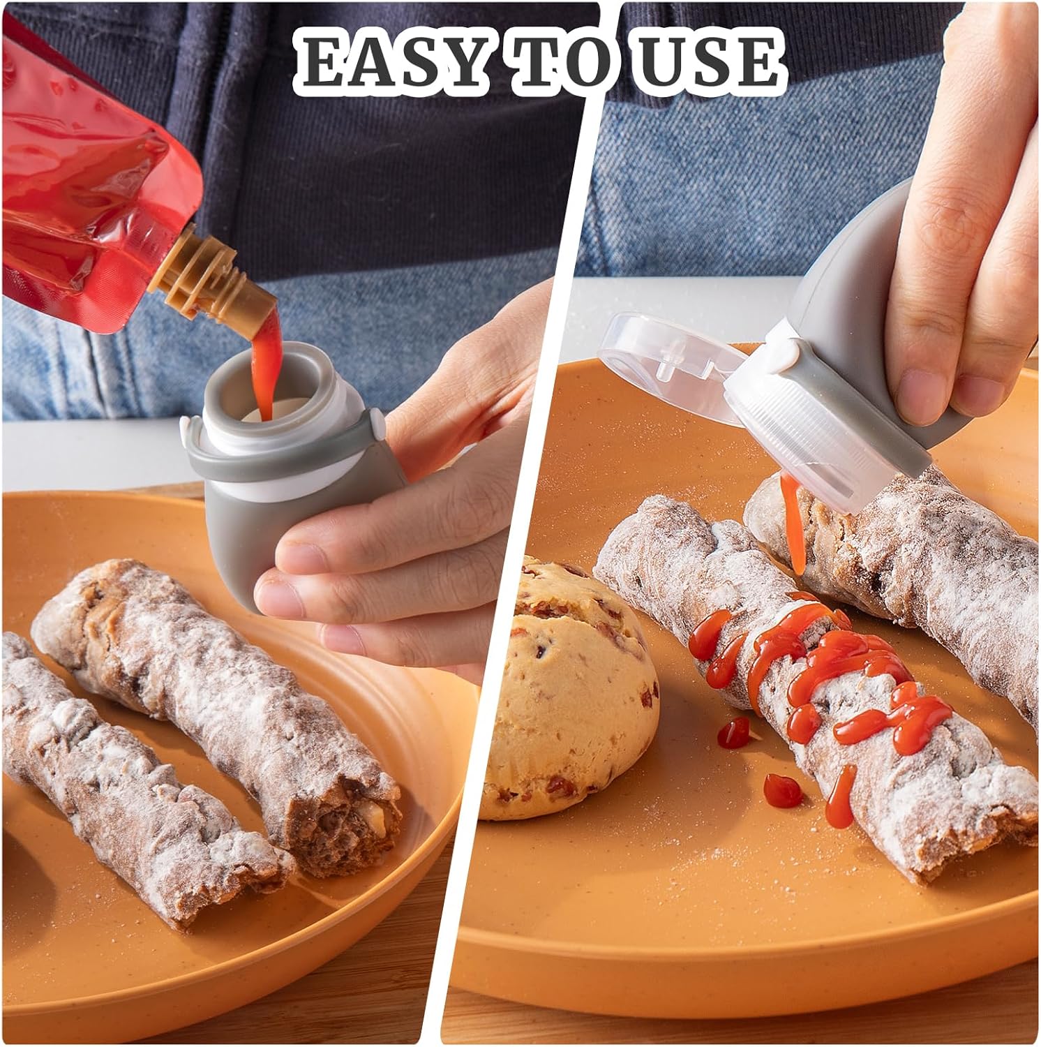4Pcs Squeeze Salad Dressing Bottles with Bandage Leakproof and 2 Cleaning Brush Set