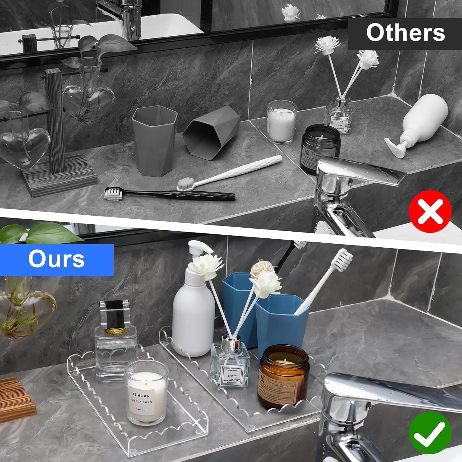 Elegant Acrylic Bathroom Vanity Tray