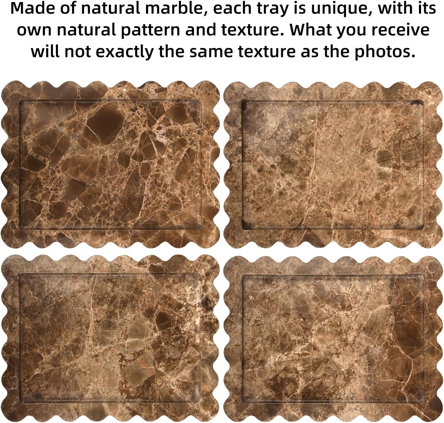 Scalloped Marble Bathroom Vanity Tray