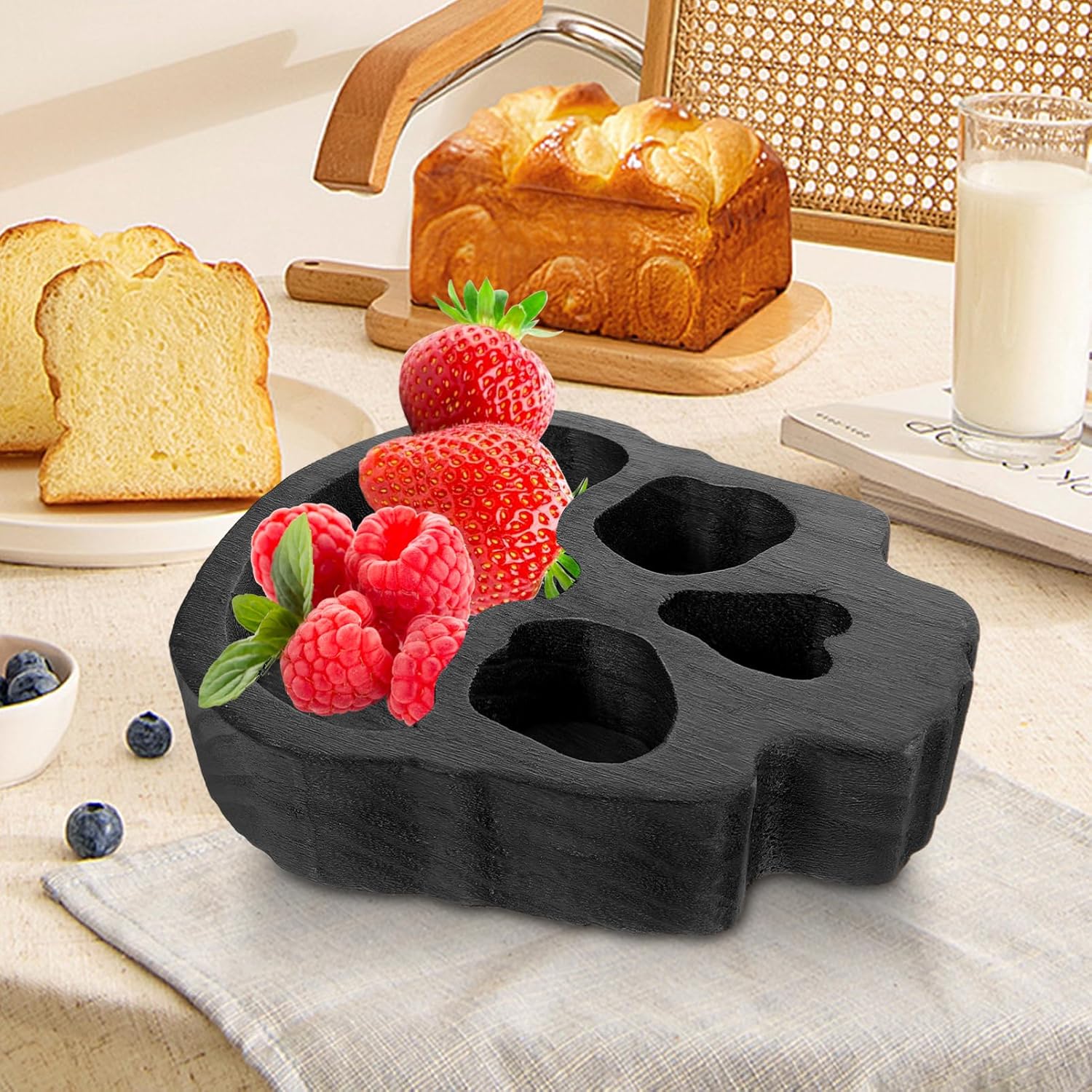 Alipis Halloween Wooden Skull Bowl Charcuterie Board