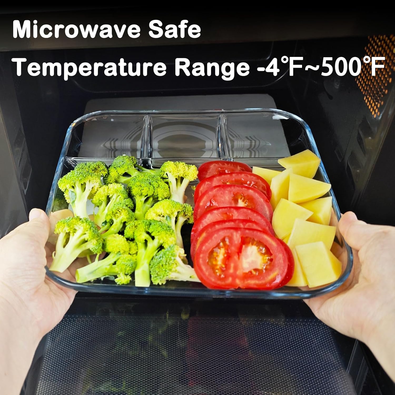 10 in 10-inch Square Glass Divided Plate for Adults