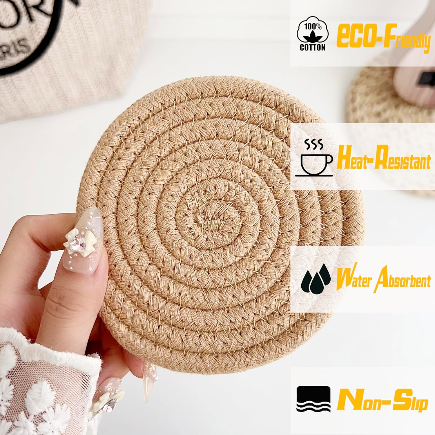 Valdivia Boho Coasters Set - Handmade Woven for Home